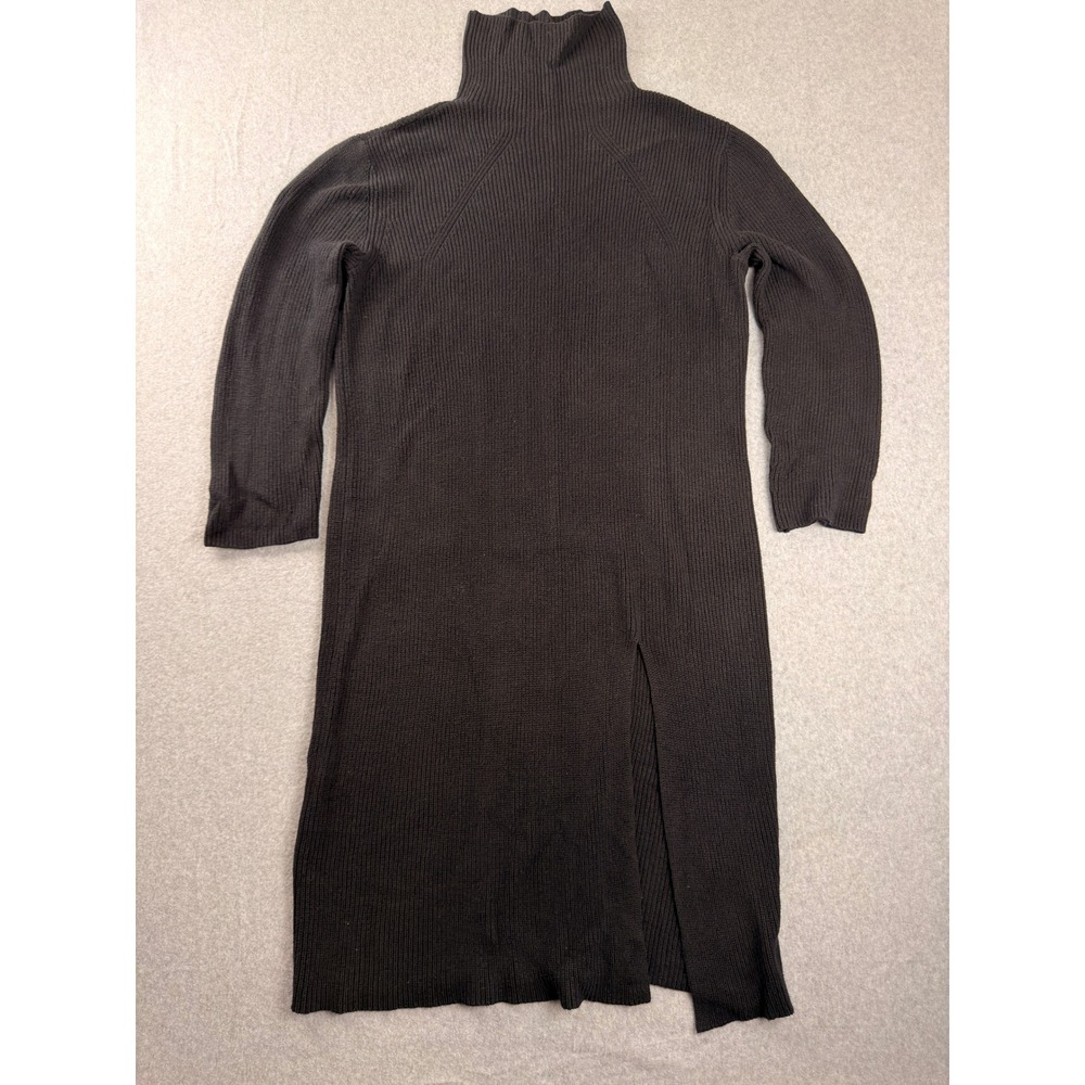 Abound Ribbed Turtleneck Midi Sweater Dress Black XL Side Slit Raglan